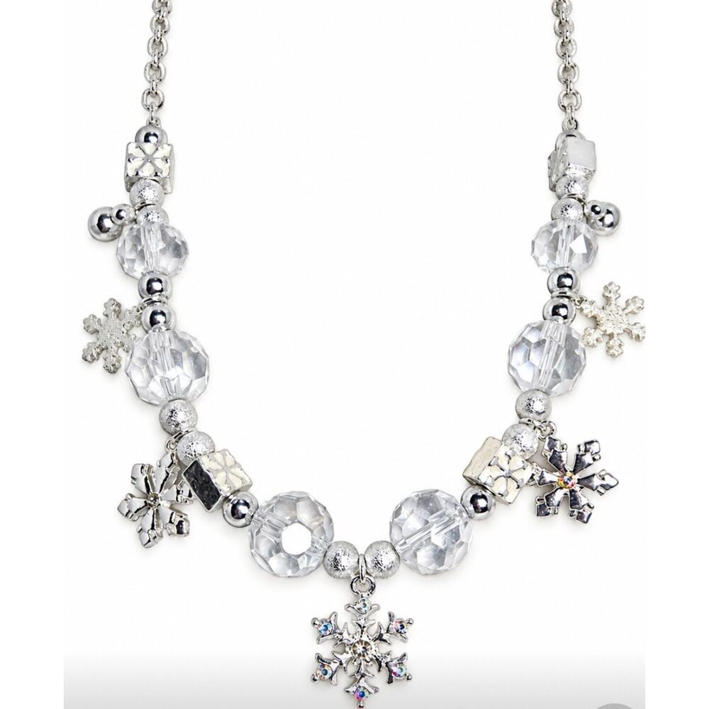 Disney Parks Silver Snowflake Necklace New - Picture 2 of 2